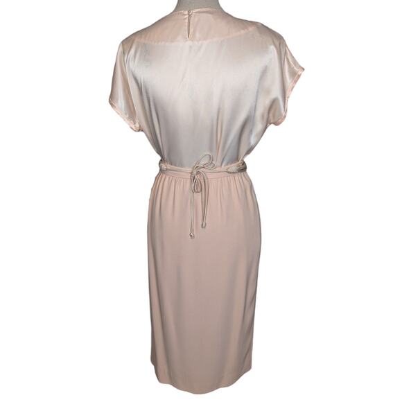 Vintage Silk Three Piece Skirt Suit with Pearl Trim Pink Size 8 - Picture 5 of 16